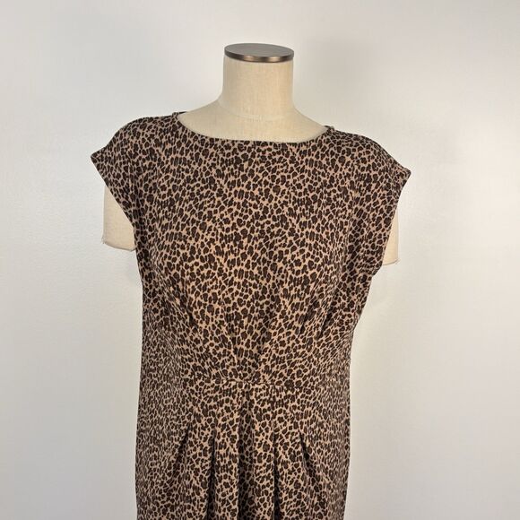 Talbots Women’s Size XL Leopard Animal Print Short Sleeve Knee Length Dress - Picture 2 of 7